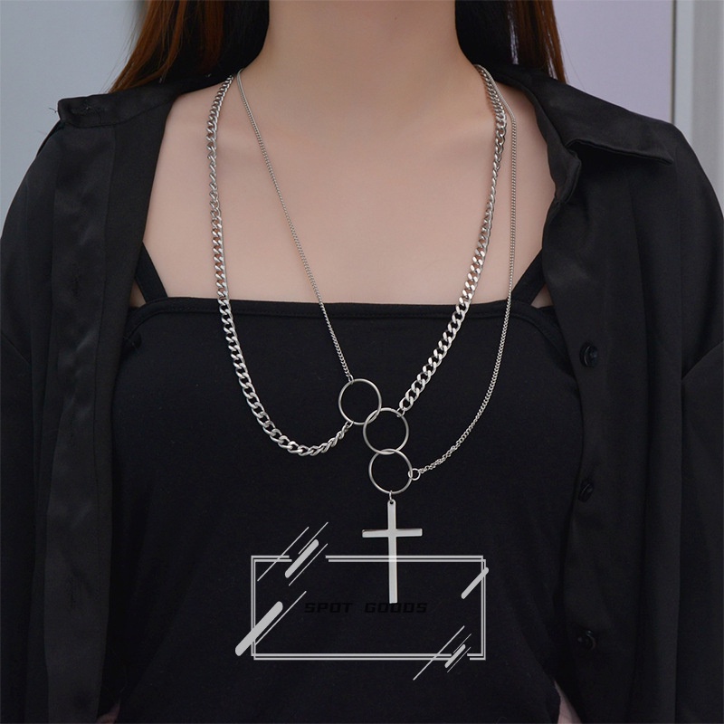 Vòng cổ Nhiều Lớp Mặt Thánh Giá Phong Cách hip hop