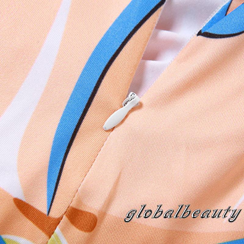 Bộ Bikini Ngắn Tay Cổ Lọ Form Ôm In Họa Tiết Thời Trang Dự Tiệc Cho Nữ