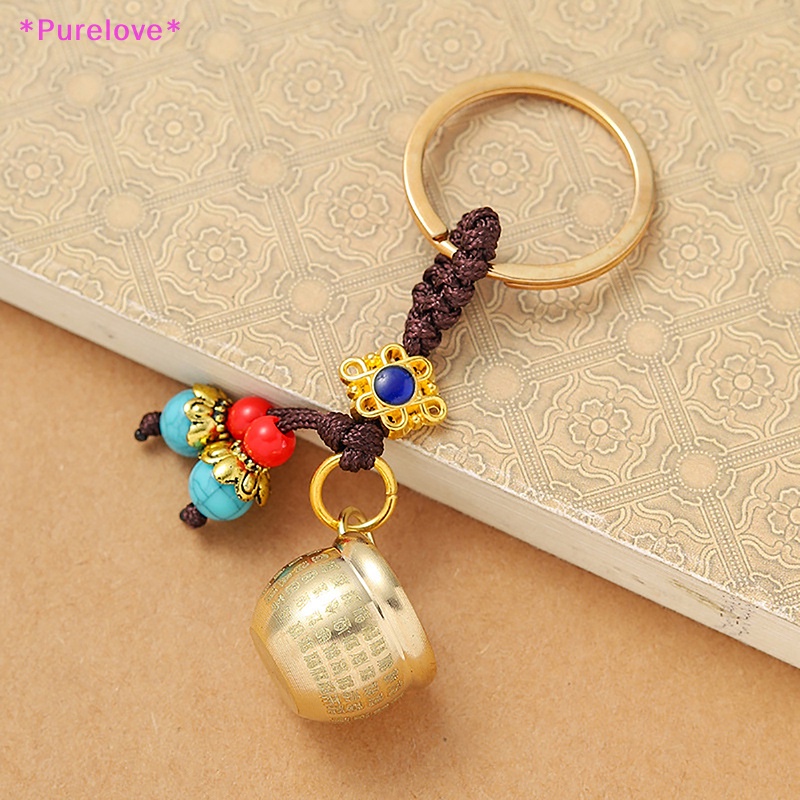 Móc Khóa Xi Lanh Mini Bằng Đồng Thau + Dây Xích Màu Xanh Lá Sáng Tạo