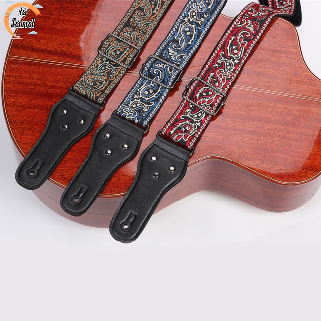 Dây Đeo Đàn Guitar Bản Rộng 5cm Thêu Họa Tiết Có Thể Điều Chỉnh Độ Dài