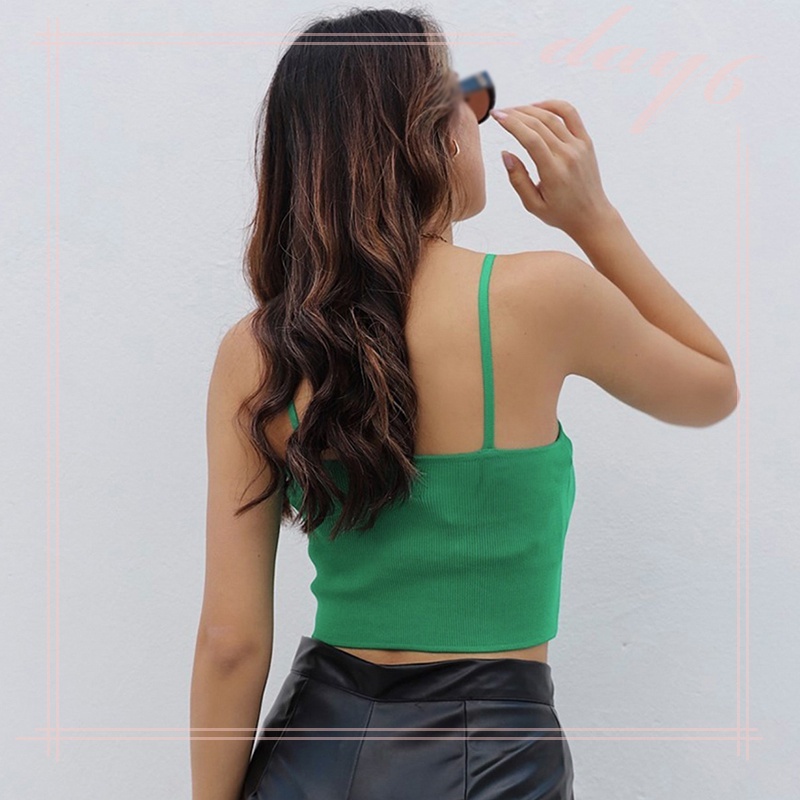 Áo Croptop Dệt Kim Màu Sắc Đơn Giản Cho Nữ