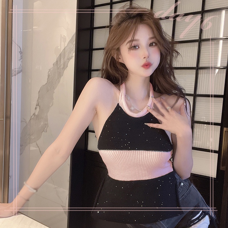 Áo Croptop Dệt Kim Sát Nách Thời Trang Mùa Hè Hàn Quốc Cho Nữ