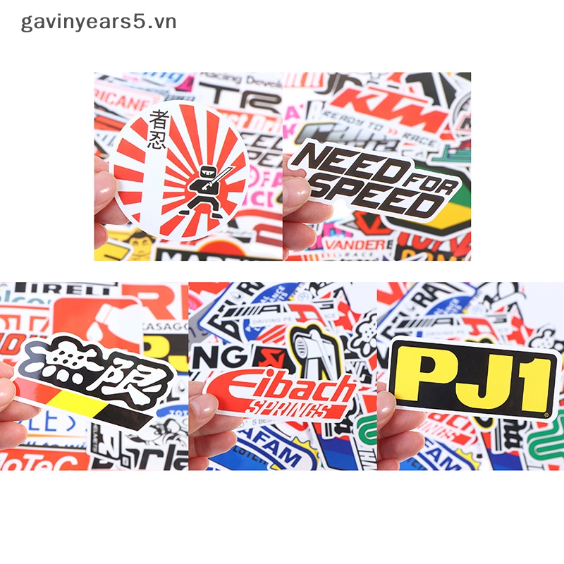 Bộ 100 Miếng Dán Trang Trí Xe Hơi Đua Graffiti JDM Chống Thấm Nước