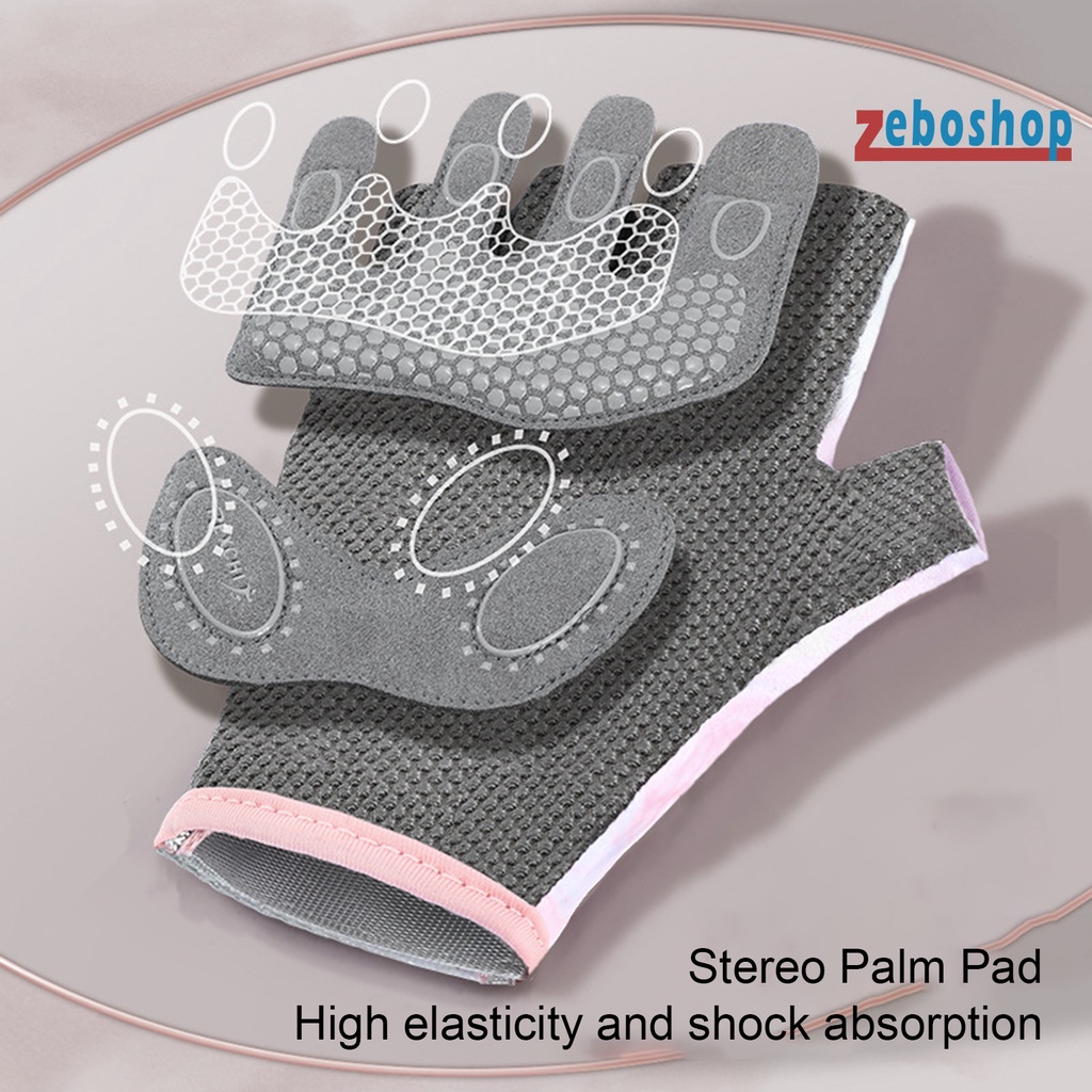 Găng Tay Hở Ngón Bằng Polyester Co Giãn Thoáng Khí Chống Trượt Chống Sốc Dùng Tập Thể Thao