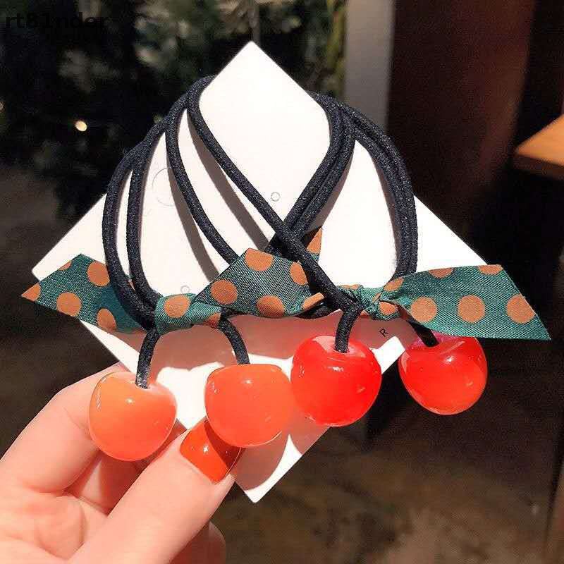 Rt Dây Buộc Tóc Cao Su Co Giãn Hình Quả Cherry Dễ Thương Phong Cách Hàn Quốc