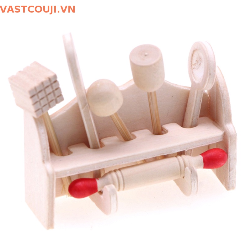 1 Bộ Dụng Cụ Nấu Ăn Nhà Búp Bê Có Giá Đỡ Tiện Lợi