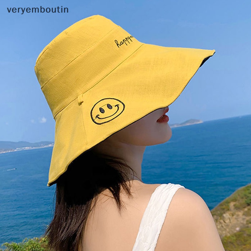 Nón Tai Bèo Hai Mặt Họa Tiết Mặt Cười Thời Trang Mùa Hè Phong Cách Hàn Quốc