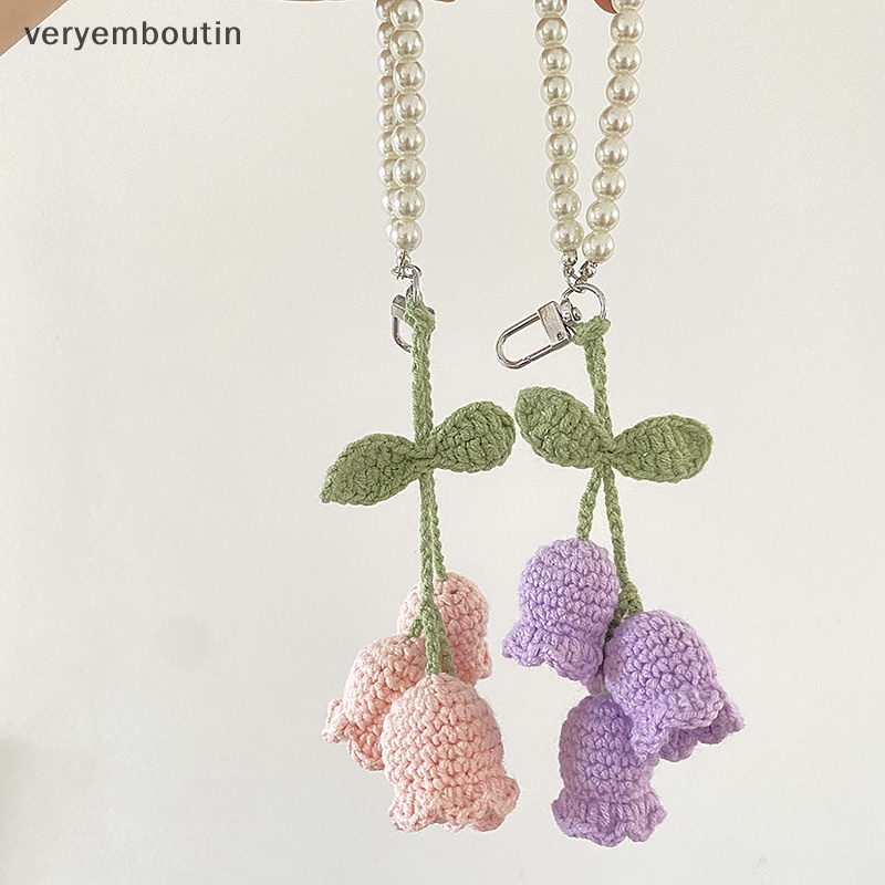 1 Móc Khóa Đan Len Hình Hoa Lá Xinh Xắn