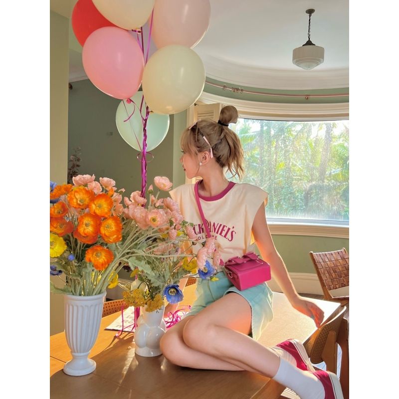 Áo Sát Nách Cổ Tròn In Chữ Thời Trang Mùa Hè Cho Nữ