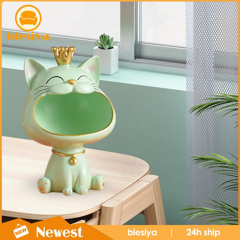 [Blesiya] Hộp Đựng Chìa Khóa Tượng Mèo May Mắn Điêu Khắc Bằng Nhựa Resin