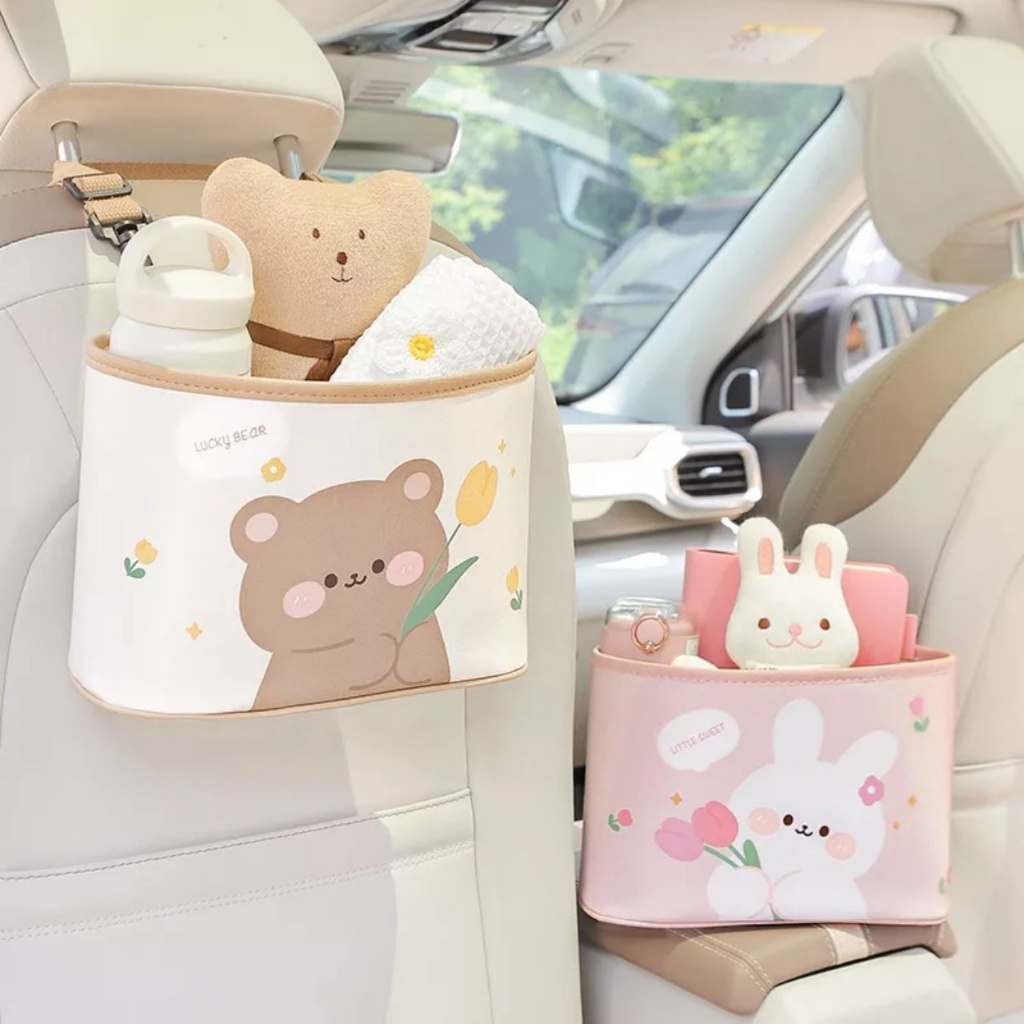 Giỏ da PU treo ô tô siêu Hót Hít đây ạ, đựng tỉ đồ luôn.