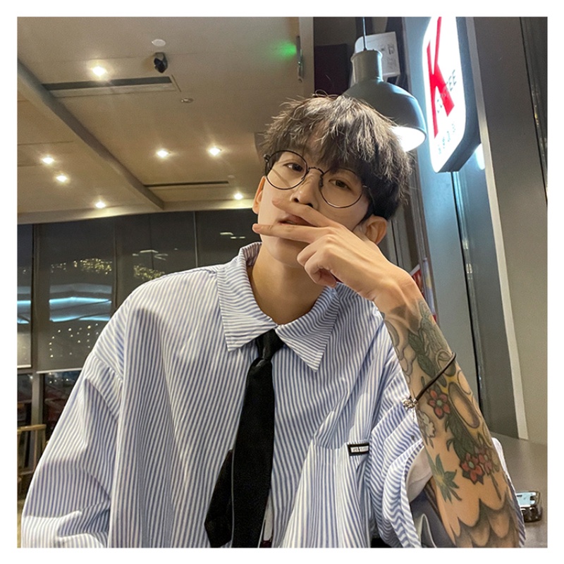 Áo Sơ Mi Tay Ngắn Họa Tiết Sọc Thời Trang Mùa Hè Mới Cho Nam