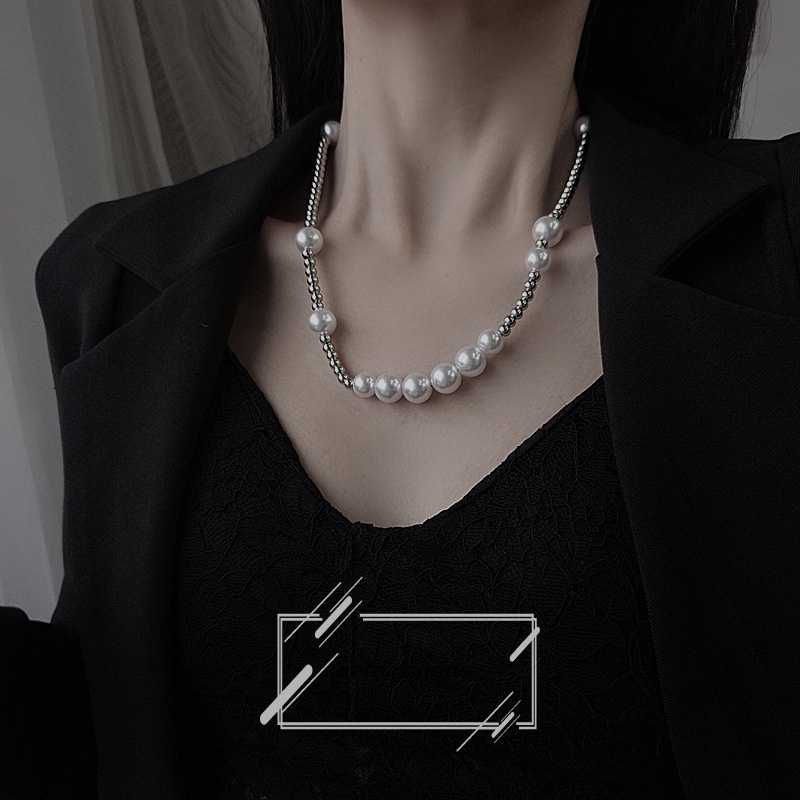 Vòng cổ Ngọc Trai Đơn Giản Không Phai Màu ins hip hop Thời Trang