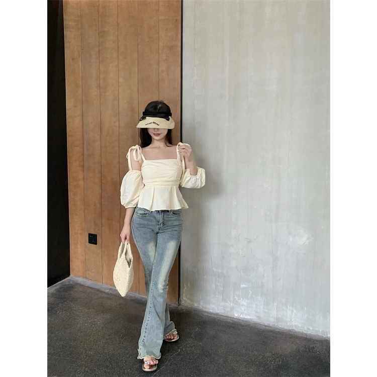 Áo Kiểu Trễ Vai Tay Ngắn Dáng Rộng Thiết Kế Mới Thời Trang Mùa Hè Dành Cho Nữ