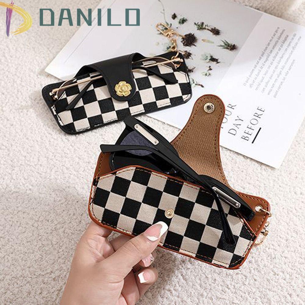 Danilo Hộp Đựng Mắt Kính Bằng Da PU Họa Tiết Kẻ Sọc / Hoa Độc Đáo Thời Trang Sang Trọng Cho Nam Giá Đỡ
