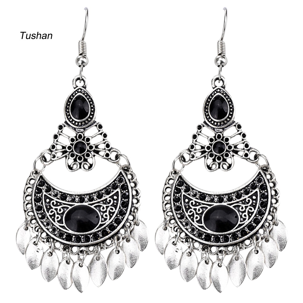 Bông Tai Hình Học Đính Đá Nhân Tạo Phong Cách Bohemian Thời Trang