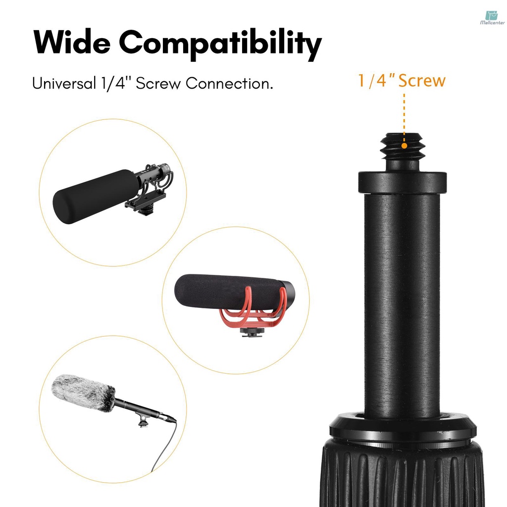 Andoer Handheld Microphone Boom Arm 6-Section Extendable Mic Arm Aluminum Alloy Boom Pole for Microphones 1/4 Inch Screw &amp; Thread with Foam Grip Twist Locks 46cm-200cm/18.1in-78.7in Adjustable Length