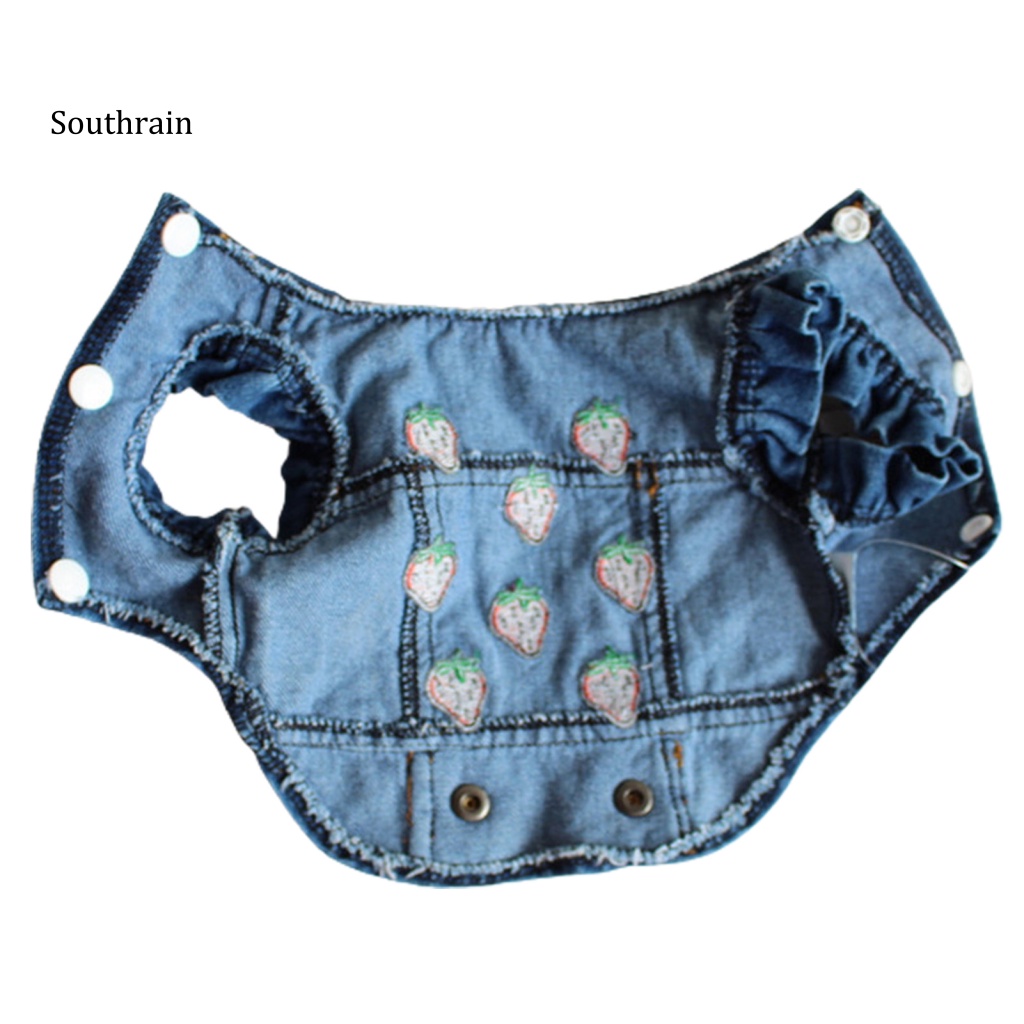 Áo Denim Không Tay Cổ Bẻ Thân Thiện Với Da Mùa Xuân Cho Cún Cưng