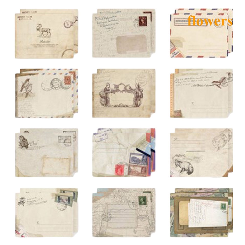 Văn Phòng Phẩm Hàn Quốc Sáng Tạo E2正Phong Bì Nhỏ Phong Cách Cổ Điển Bộ 12 Phong Cách