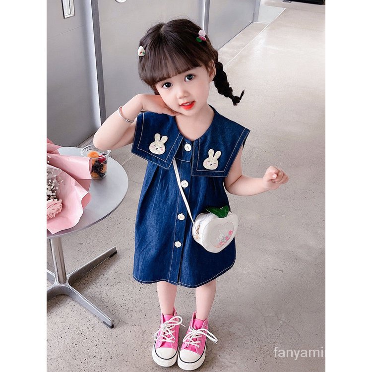 Đầm Denim Sát Nách Màu Trơn Phong Cách Thời Trang Mùa Hè Mới 2023 CXP5