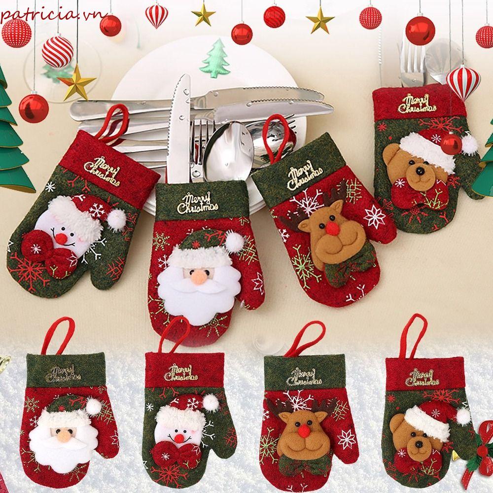 Găng Tay Giáng Sinh Trang Trí Nhà Ở Túi Đựng Dụng Cụ Ăn Uống Tiện Lợi