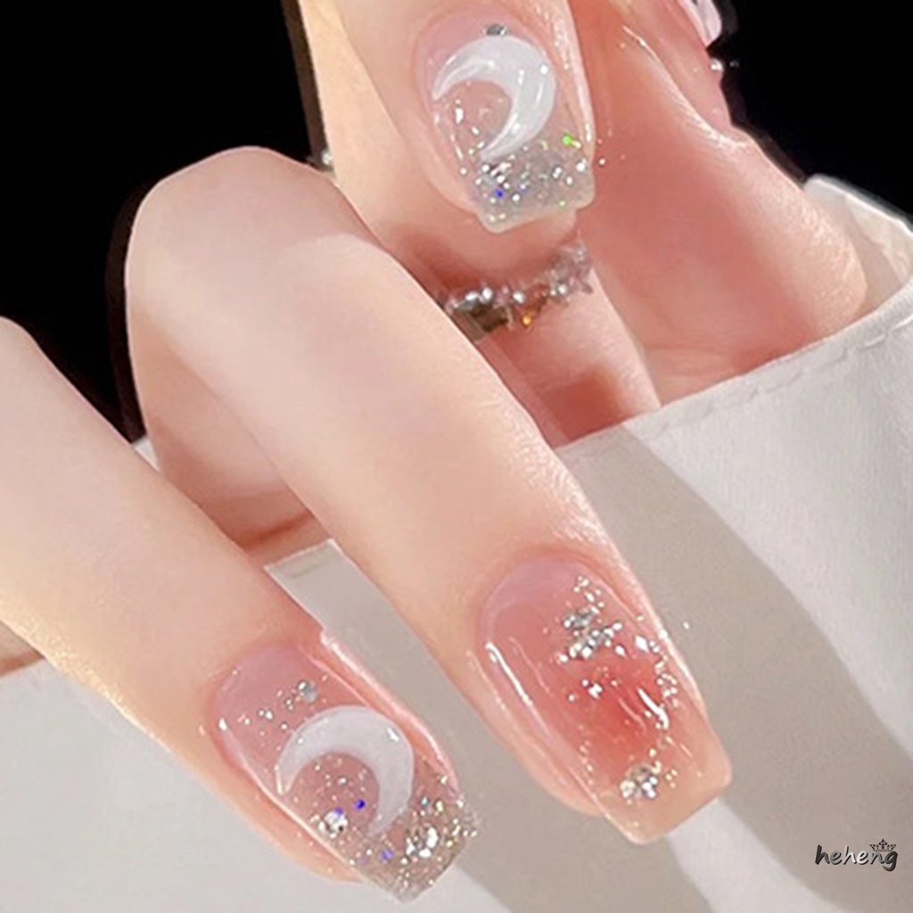 Bộ Móng Tay Giả Mỏng Hình Mặt Trăng Dễ Sử Dụng