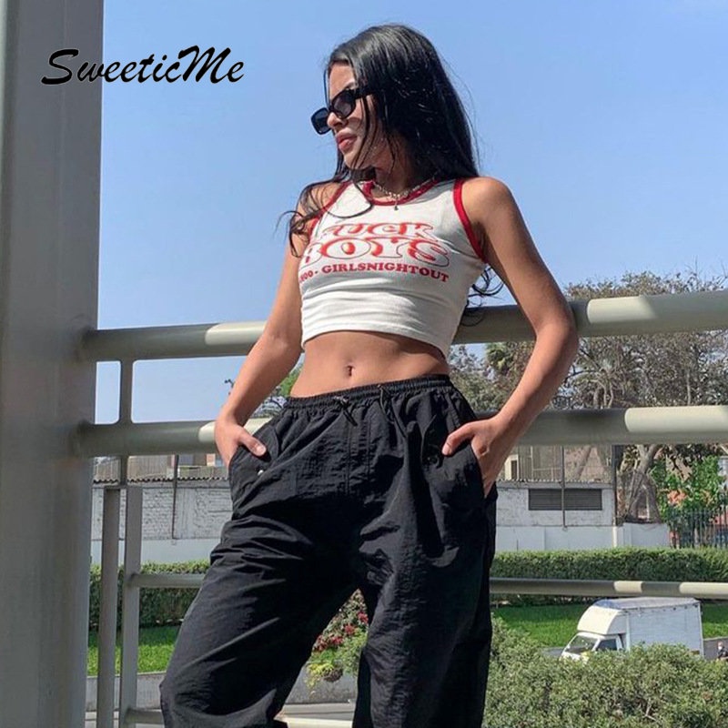 Áo Tank Top Cổ Tròn In Chữ Thời Trang 2023 Dành Cho Nữ