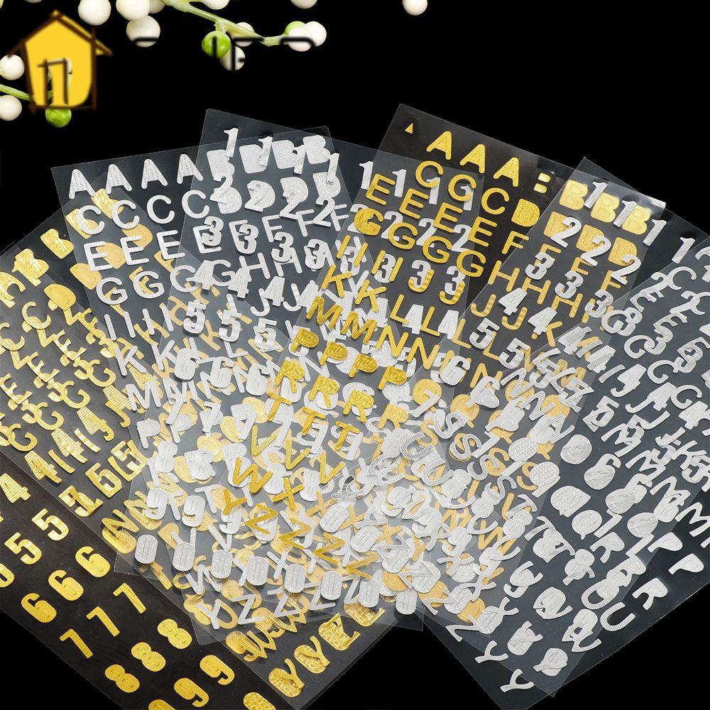 Miếng Dán Số SUENIN|Sổ Tay Ghi Chú Với Họa Tiết Chữ Cái Màu Đồng