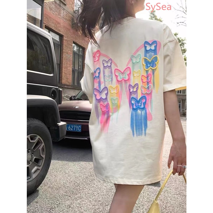 Áo Sơ Mi Tay Lửng In Hình Bướm Plus Size Dành Cho Nữ