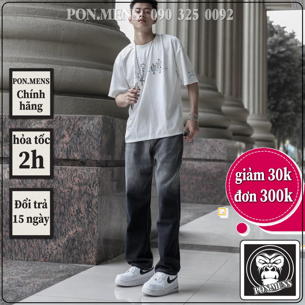 Quần jean baggy ống suông nam nữ unisex màu đen wash xám đẹp mới hà nội hcm Pon.mens