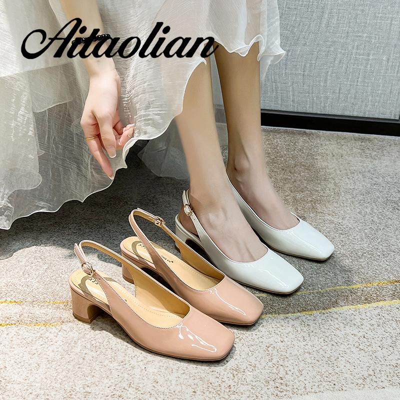 Xăng đan Cao Gót 6cm Da Mềm Mũi Nhọn Thời Trang Cho Nữ