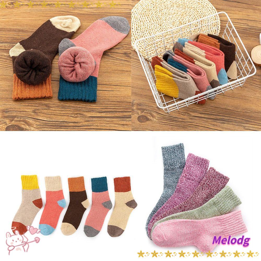 Set 5 Đôi Vớ Cotton Giữ Nhiệt Dày Dặn Phong Cách Vintage