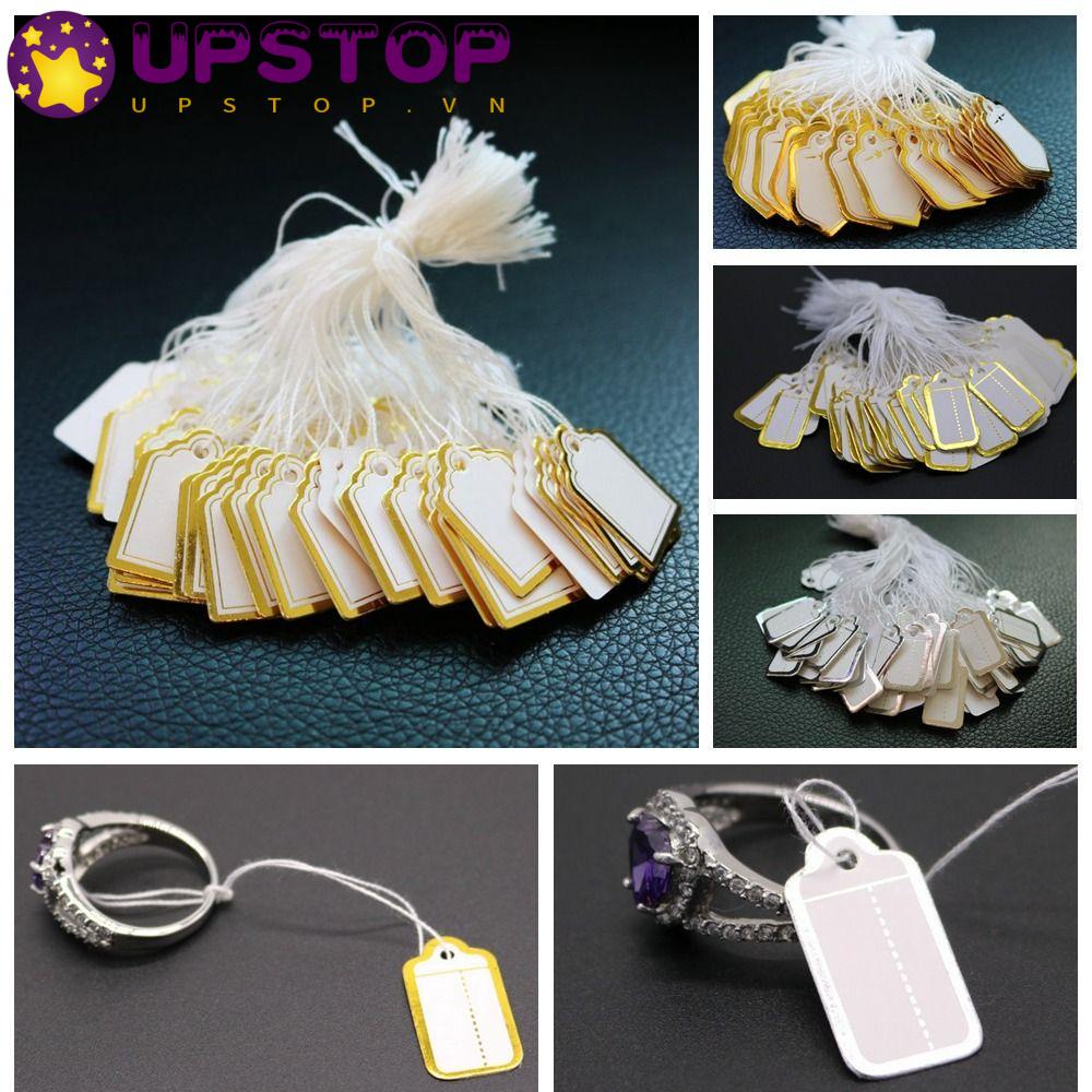 Set 100 Nhãn Dán Trang Sức Hình Chữ Nhật / Tròn|Phụ Kiện Treo Trang Sức Đuôi Dài Độc Đáo