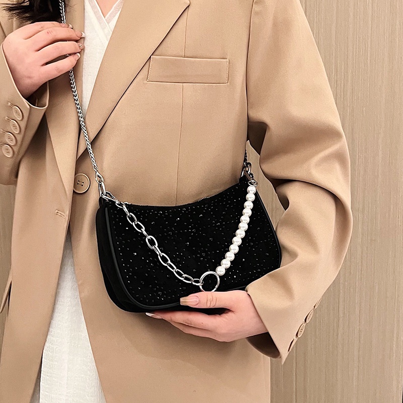 Túi Đựng Điện Thoại Đeo Vai / Kẹp Nách Đính Đá Đơn Giản Xinh Xắn