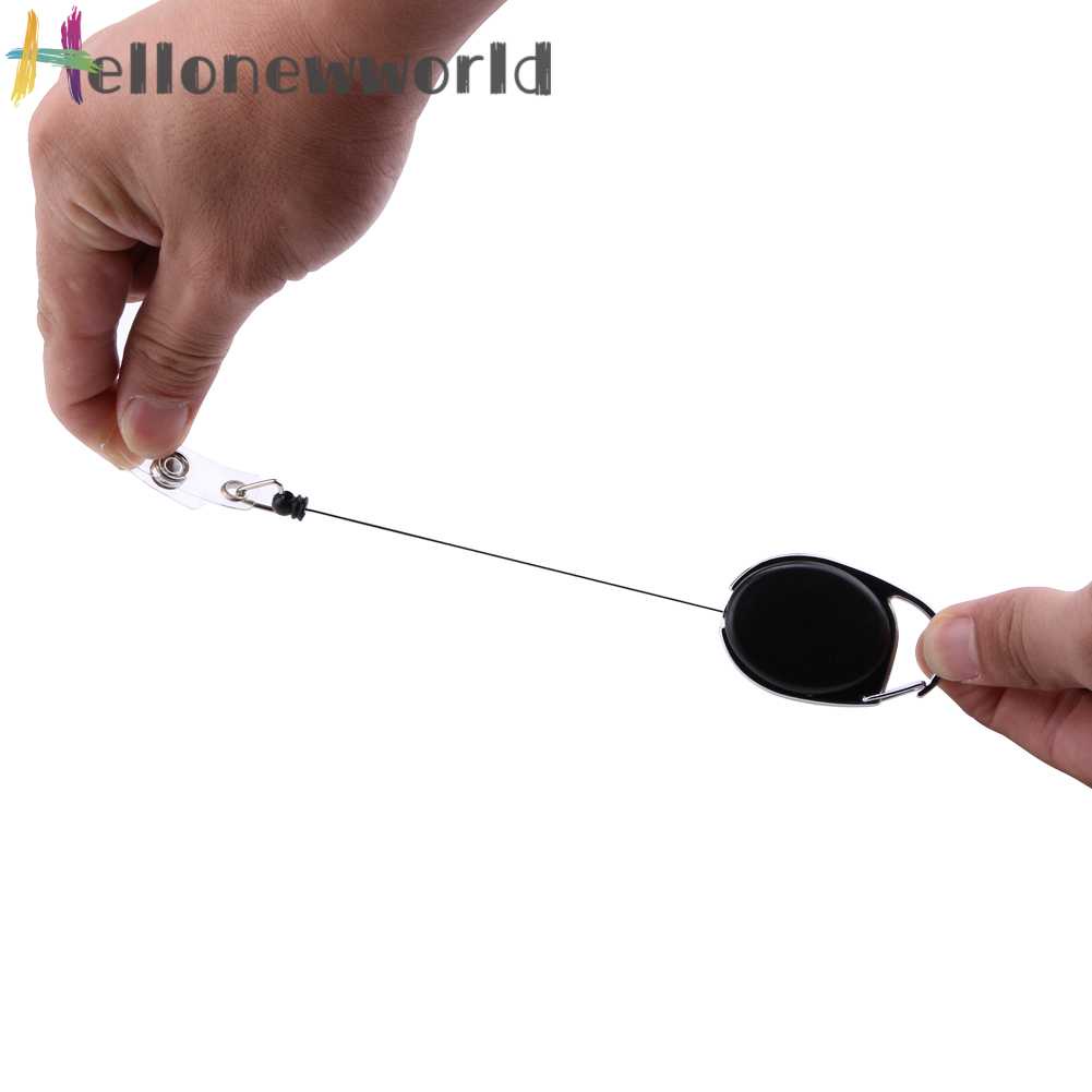 2 Móc Khóa Gắn Thẻ Tên ID Màu Đen Có Thể Thu Gọn