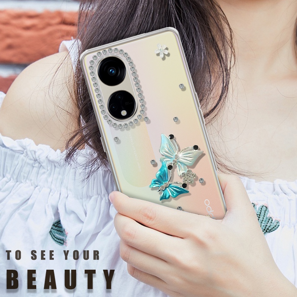 Ốp Điện Thoại Trong Suốt Hình Bướm 3D Cho Oppo Reno 8T 5G 4G Reno 8 7 4G 5G Reno 7Z 8Z 5G Reno 8 Pro 5G Reno 6 5 5G 4G