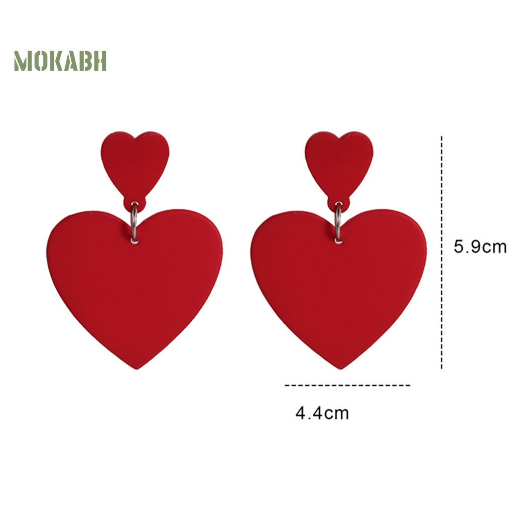 1 Đôi Bông Tai Hình Trái Tim Hai Lớp Chống Mài Mòn Thời Trang Công Sở