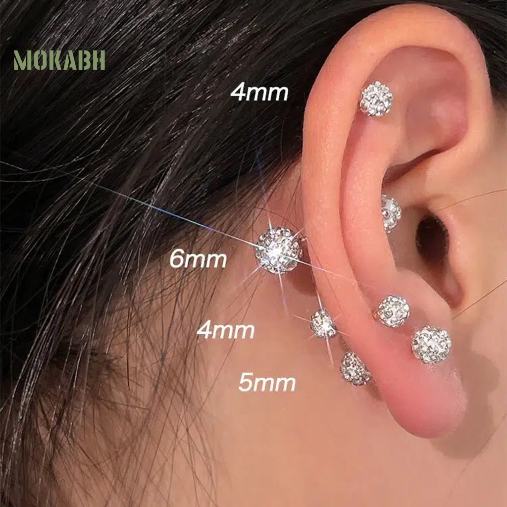 1 Đôi Bông Tai Nữ Đính Đá Thời Trang 4 / 5 / 6mm