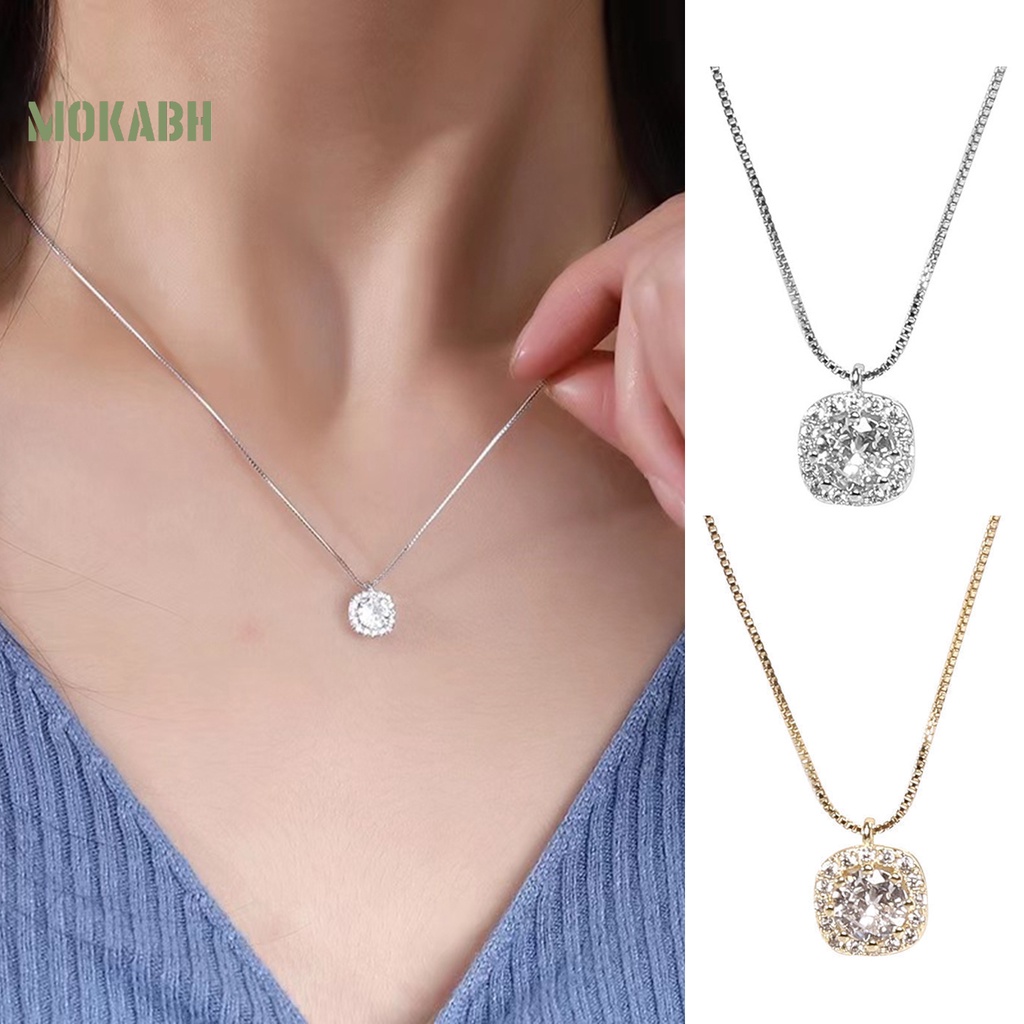 Vòng cổ Mặt Vuông Đính Đá Sang Trọng Cho Nữ