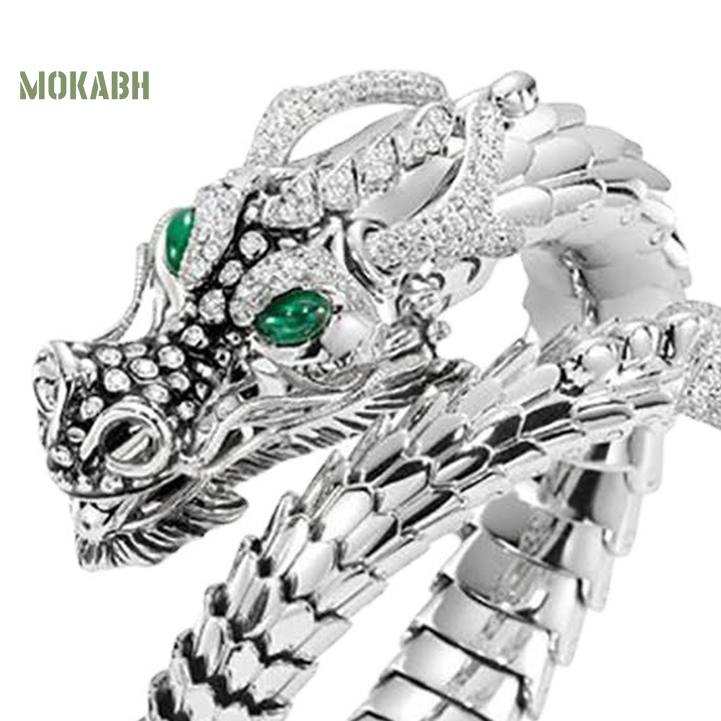 [Mới] Nhẫn Hở Bản To Màu Bạc Hình Rồng Cá Tính Hợp Thời Trang Làm Quà Tặng Cho Nam