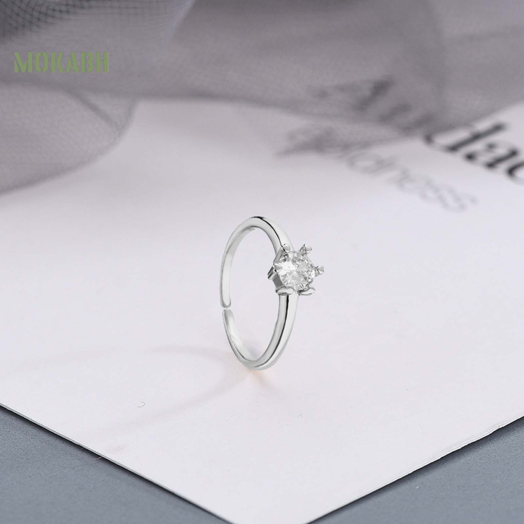 [Mới] Nhẫn Hở Mạ Điện Bóng Cao Đính Đá Zirconia Sáng Bóng Quyến Rũ Không Gây Dị Ứng Có Thể Điều Chỉnh Trang Sức Cho Nữ