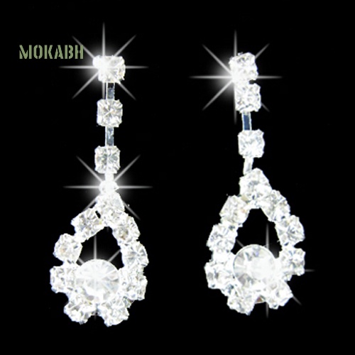 [Mok Abh] Bộ Vòng cổ + Bông Tai Đính Đá Hình Giọt Nước