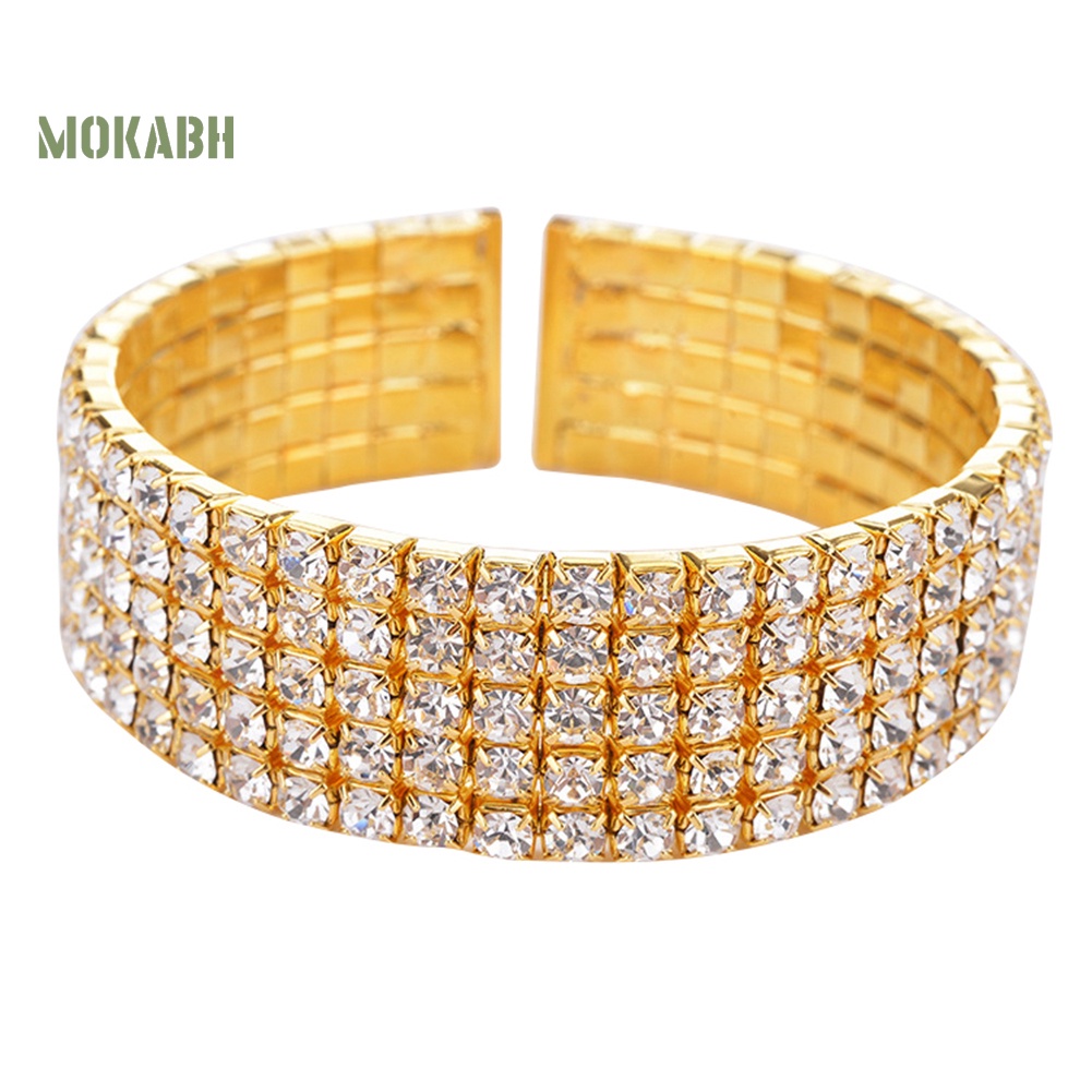 Vòng Tay Bản Rộng Đính Đá 5 Hàng Thời Trang Cho Nữ