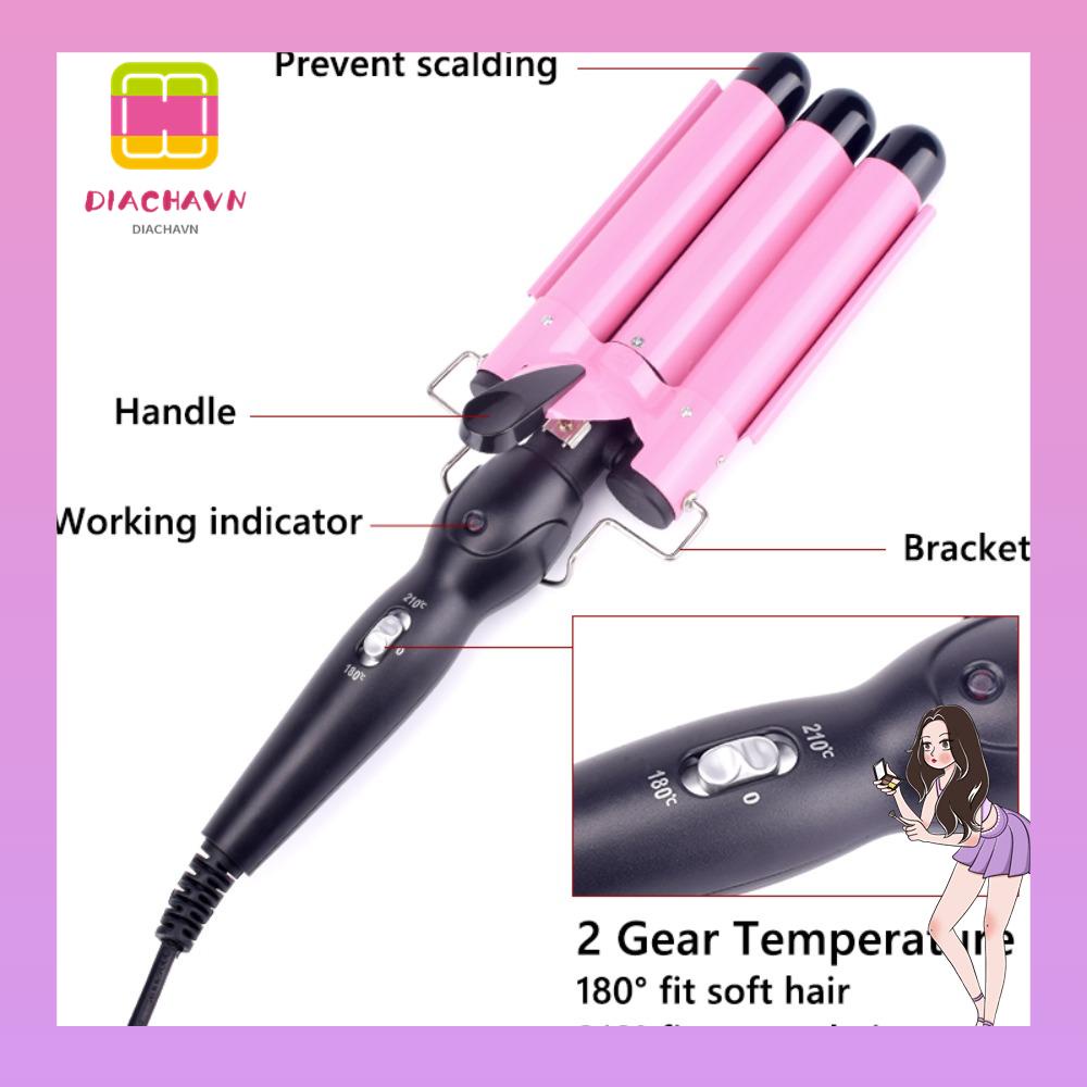 Máy Uốn Tóc Ba Lọn Bằng Sứ Thiết Kế Mới Tiện Lợi Dễ Sử Dụng