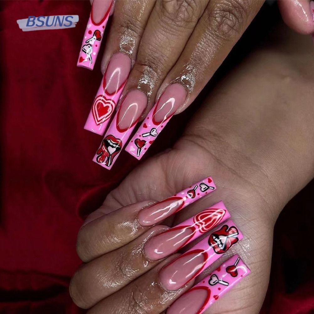 Bộ 24 Móng Tay Giả Họa Tiết Hoạt Hình Cá Sấu Phong Cách Pháp