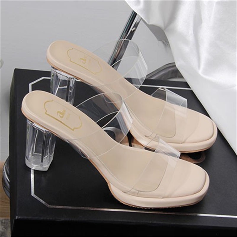 Xăng đan Cao Gót 5-10cm Quai Trong Suốt Thời Trang Dành Cho Nữ