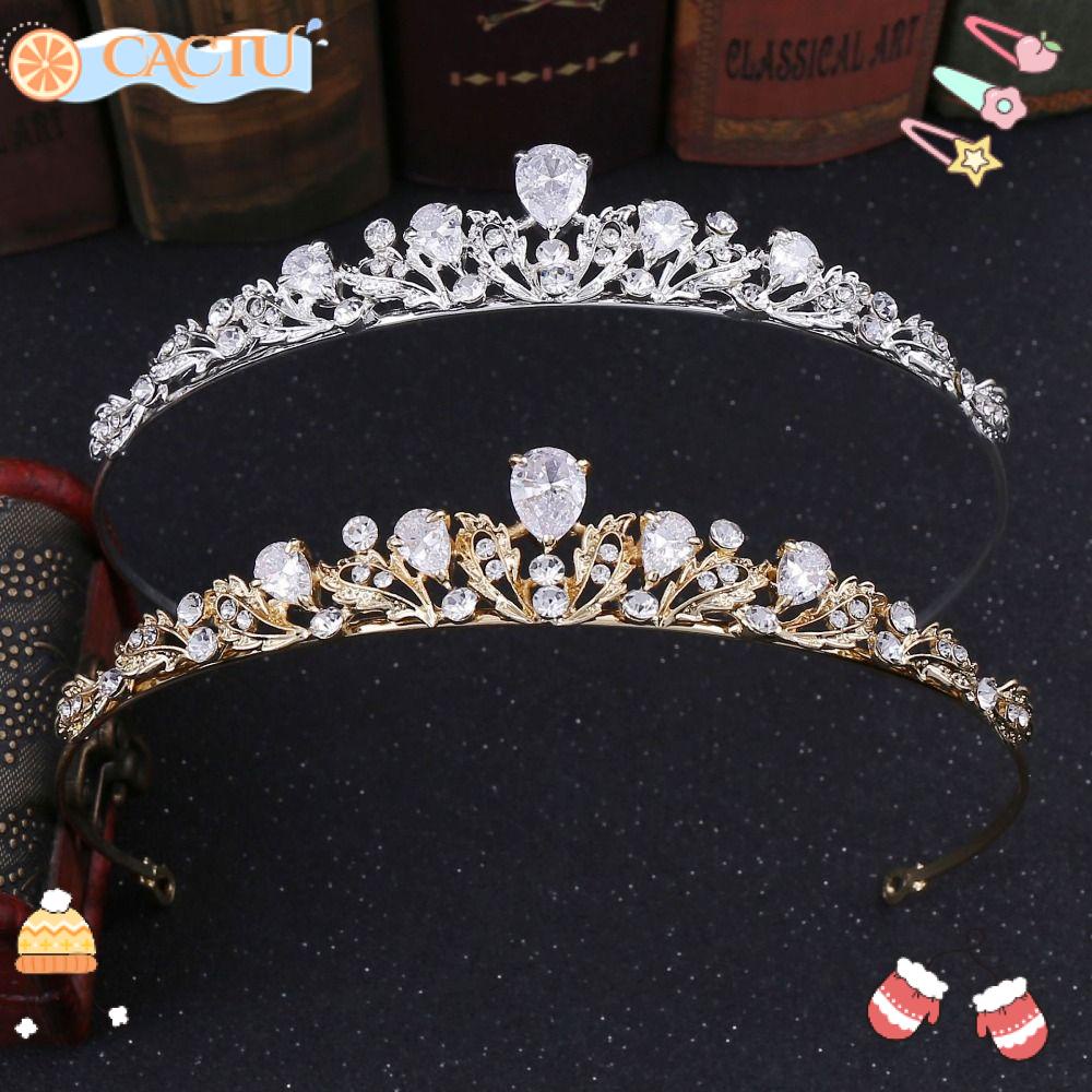 CACTU Vương Miện Cài Tóc Đính Kim Cương Giả Cho Cô Dâu