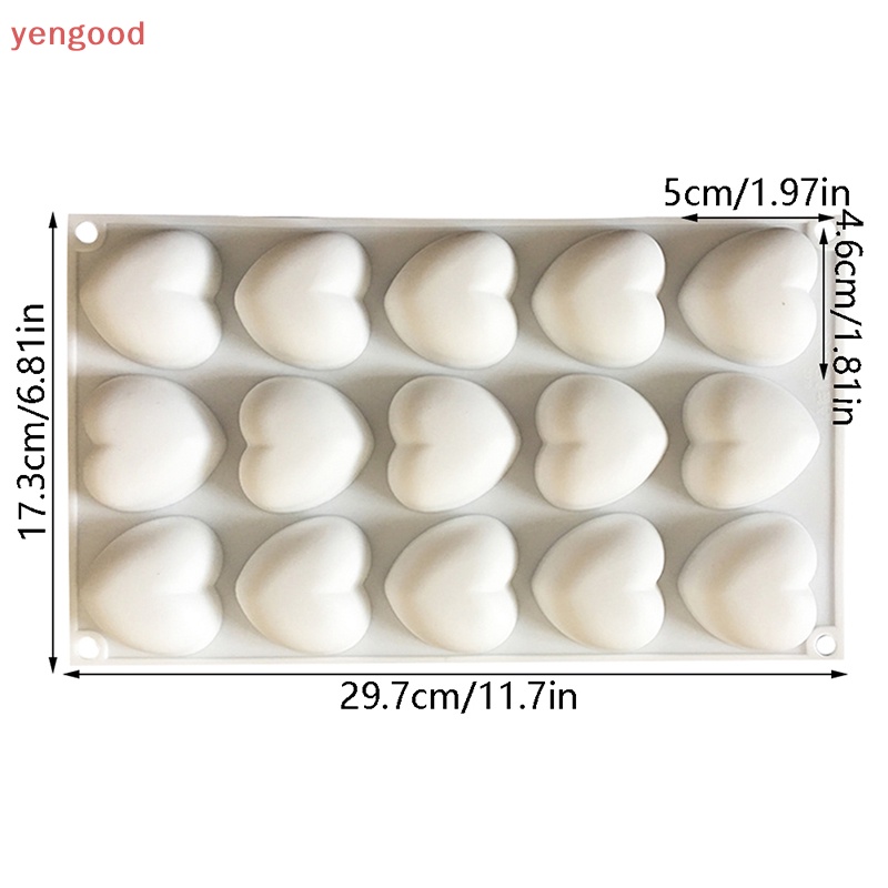 1 Khuôn Nướng Bánh 15 Ngăn Bằng Silicone Hình Trái Tim Lãng Mạn