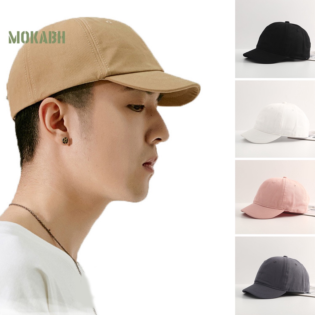 [Mok Abh] Mũ Bóng Chày Mềm Mại Thoáng Khí Chống Trượt Màu Trơn Có Vành Điều Chỉnh Được Cho Nam