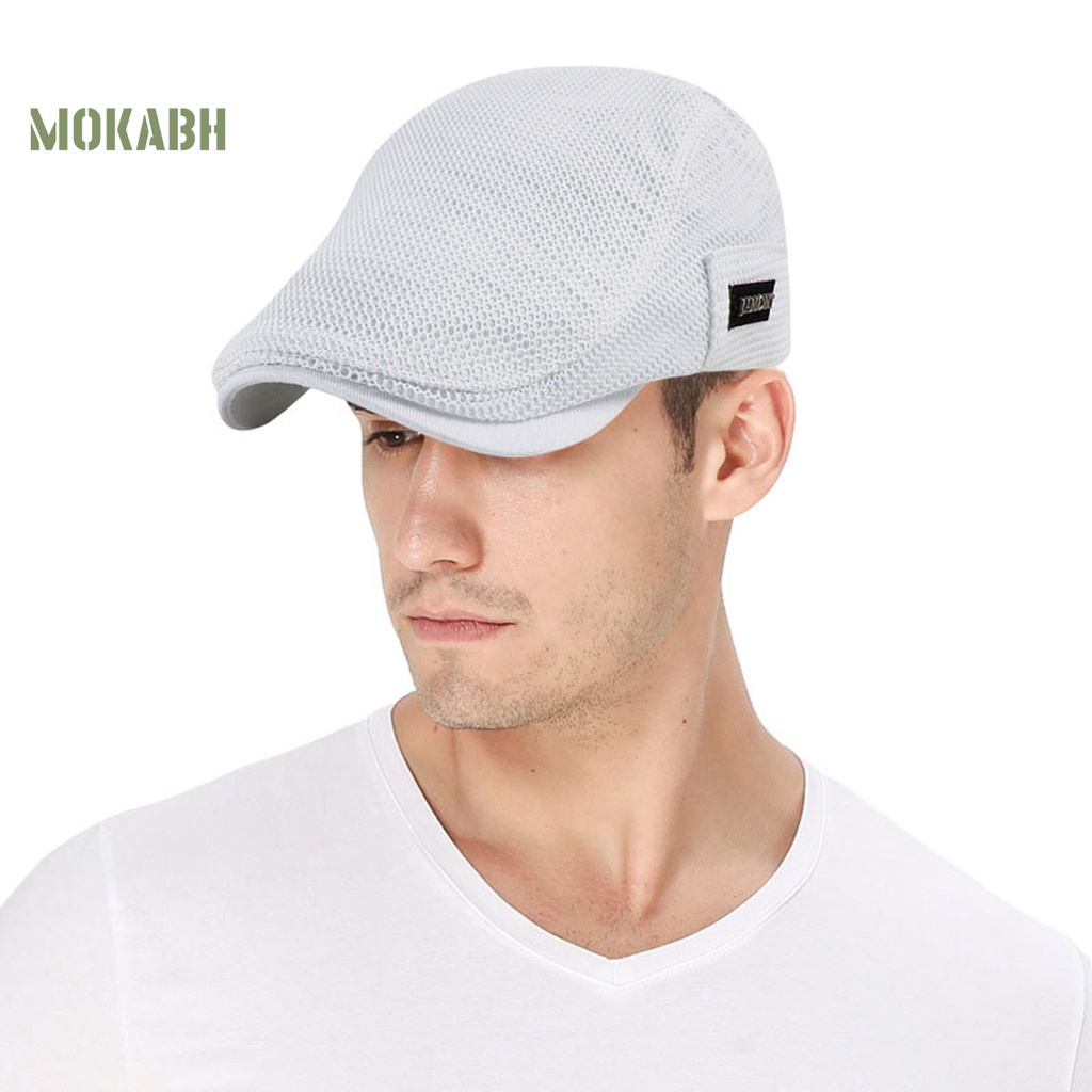 [Mok Abh] Mũ Beret Lưới Thoáng Khí Màu Trơn Khóa Cài Có Thể Điều Chỉnh Kích Thước Dành Cho Nam Giới